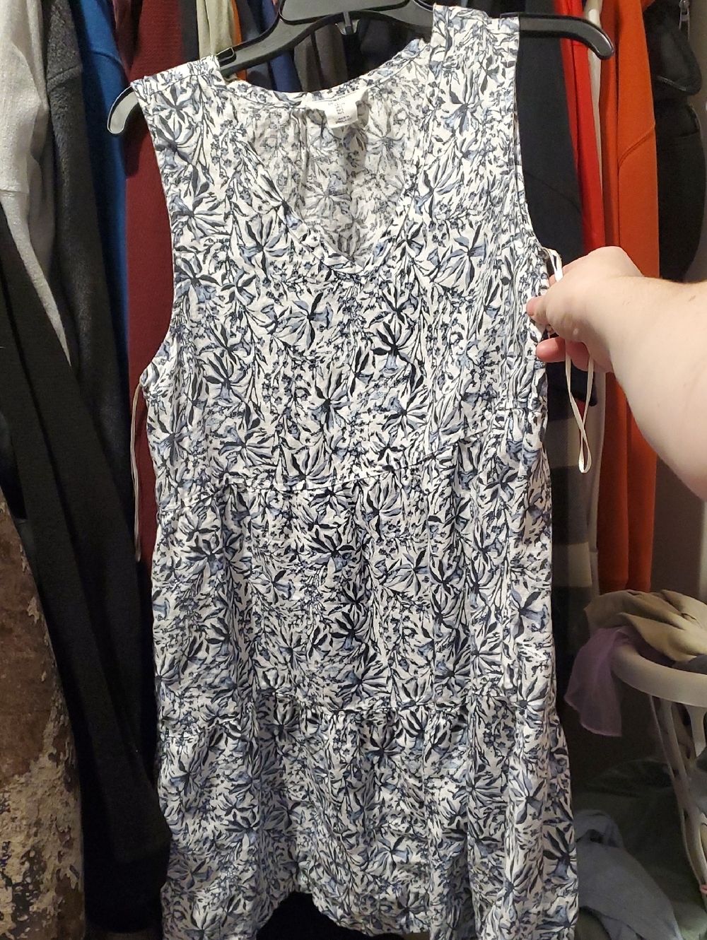 Lucky Brand White Dress with Blue Floral Print
